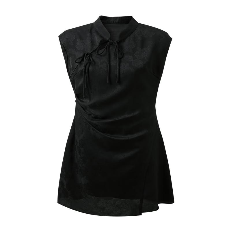 

Sancai Мини-платье без рукавов в новом китайском стиле с жаккардовым узором XL