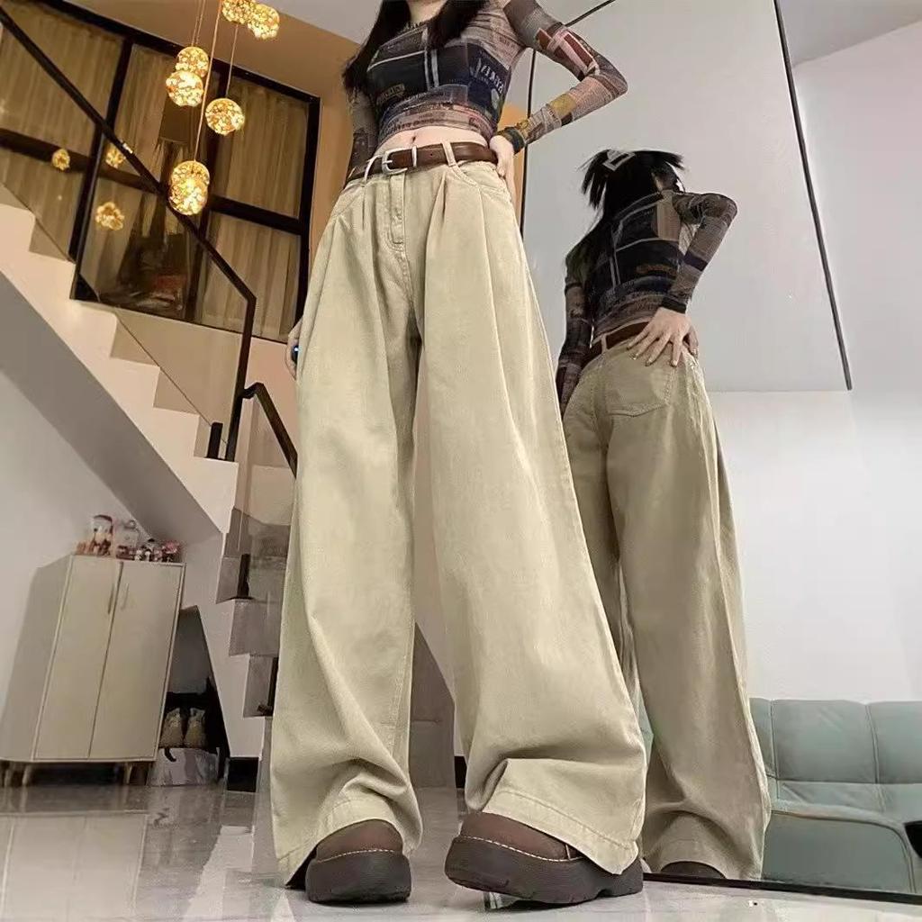 2023 Spring/Autumn Women's High Street Solid Color Loose Wide Leg Jeans