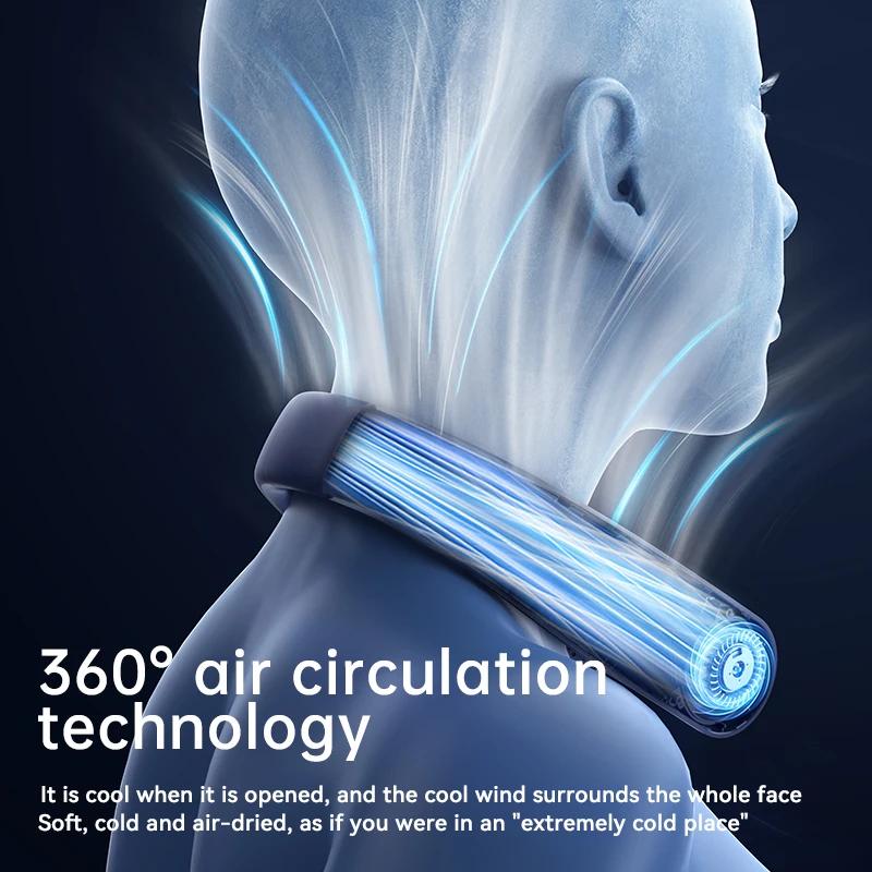 Ventilateur de Cou Portable 10000mAh Mini Ventilateur de Cou Sans Lames Silencieux Rechargeable par USB 3 Vitesses Silencieux Sans Fil Ventilateurs Refroidisseurs Électriques pour Cou