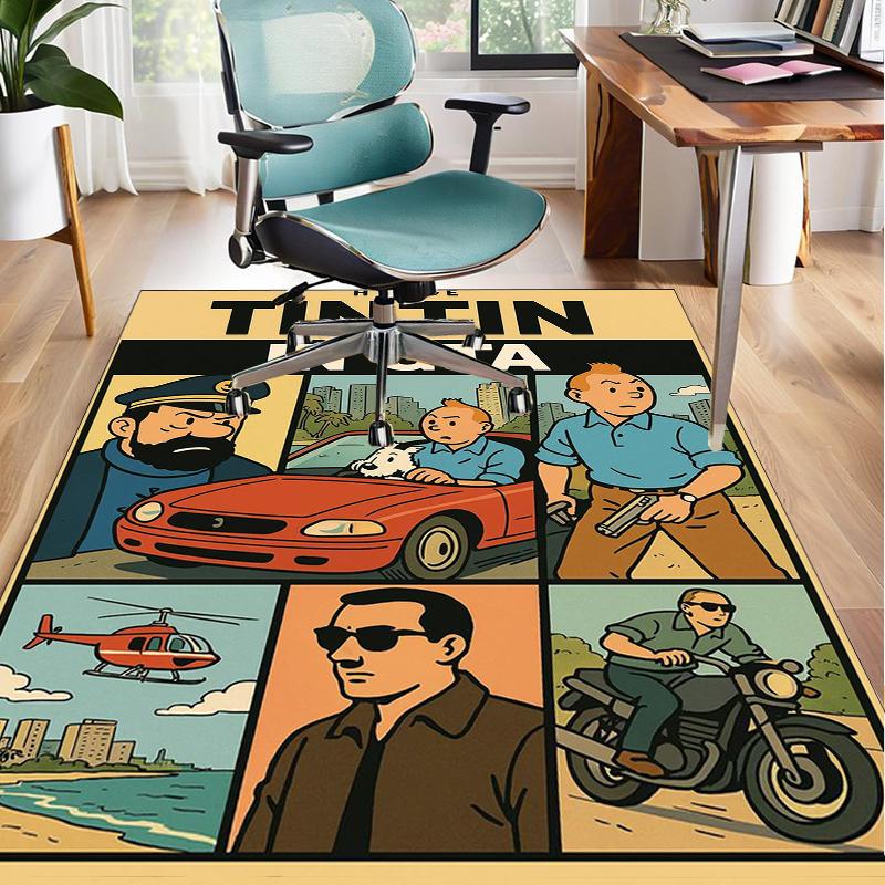 1PC The Adventures of Tintin Print rug suitable for office chair areas living rooms and computer desks perfect for home offices and an ideal holiday g