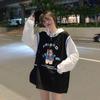 Spring Autumn Sweater Women Fake Two-piece Long-sleeved Hoodie Loose Boyfriend Wind Jacket Casual Thin T-shirt