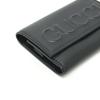 Gucci 428781 Embossed Logo Key Holder Key Ring 6 Rings Key Case Leather Black