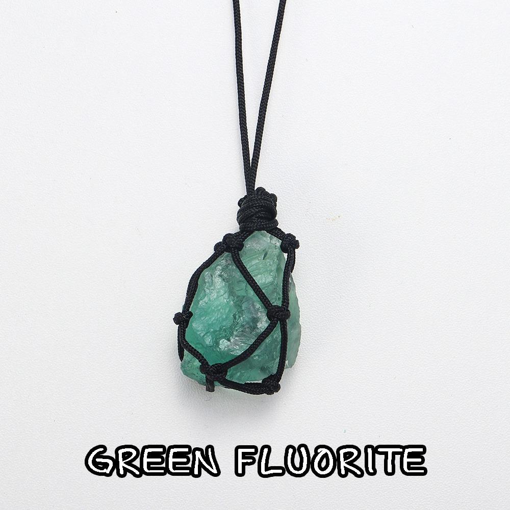 Crystal Jewelry Rough Healing Stones Natural Hand Woven Raw Stone Crystal Pendant Necklace
