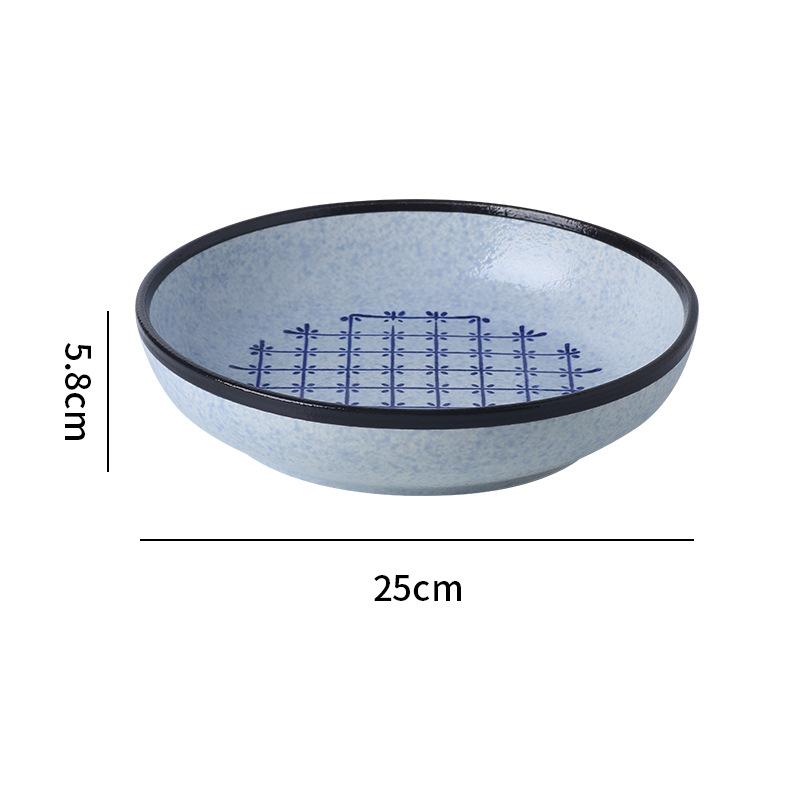 Japanese Classic Blue Pattern Tableware Hotel Style Western Food Plate Deep Plate Household High Value Shallow Plate Ceramic Disc
