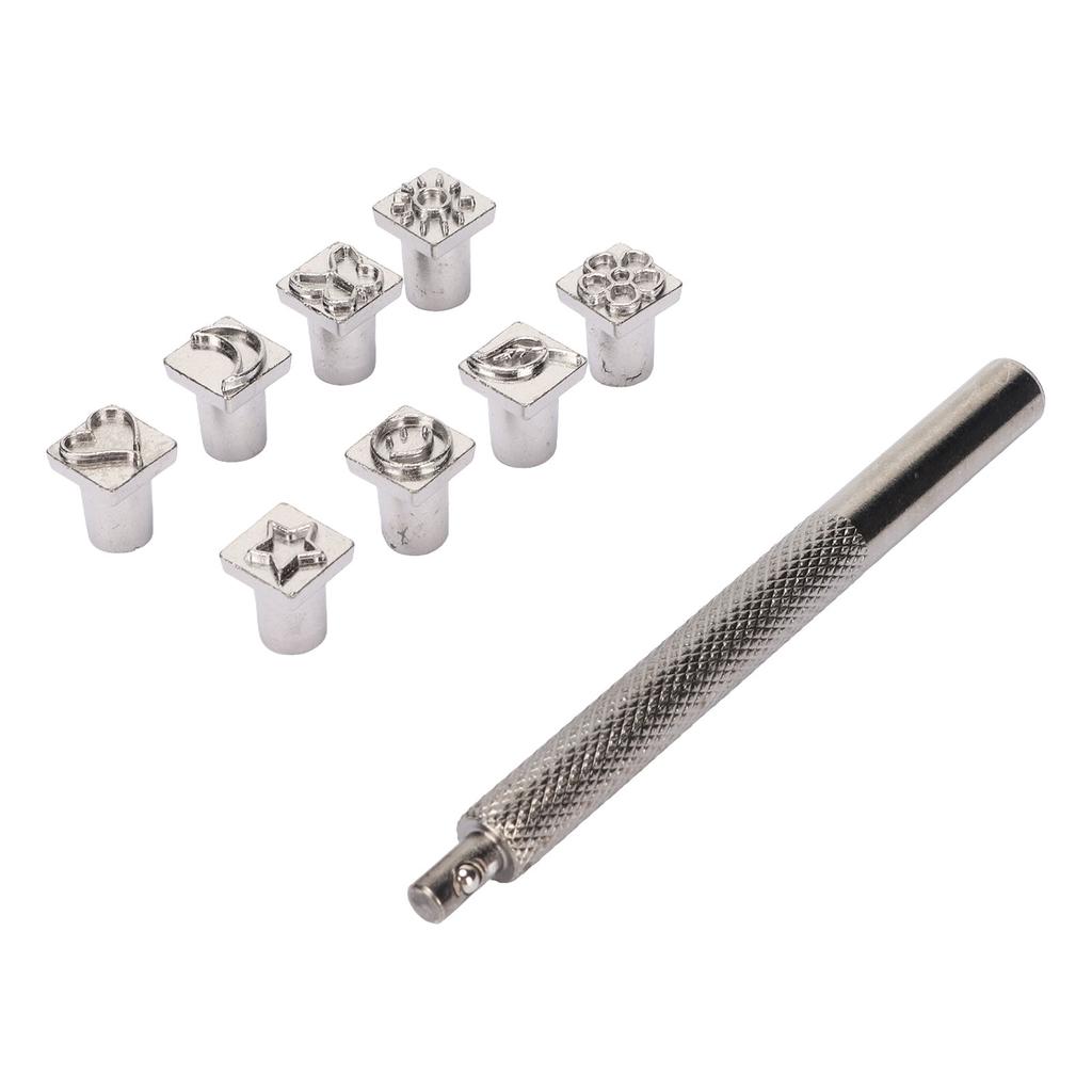 Kožené Vzorové Děrovací Sady 8 Vzorů Jasný Tisk Ergonomický Úchop Jednopólová Legovaná Ocel DIY