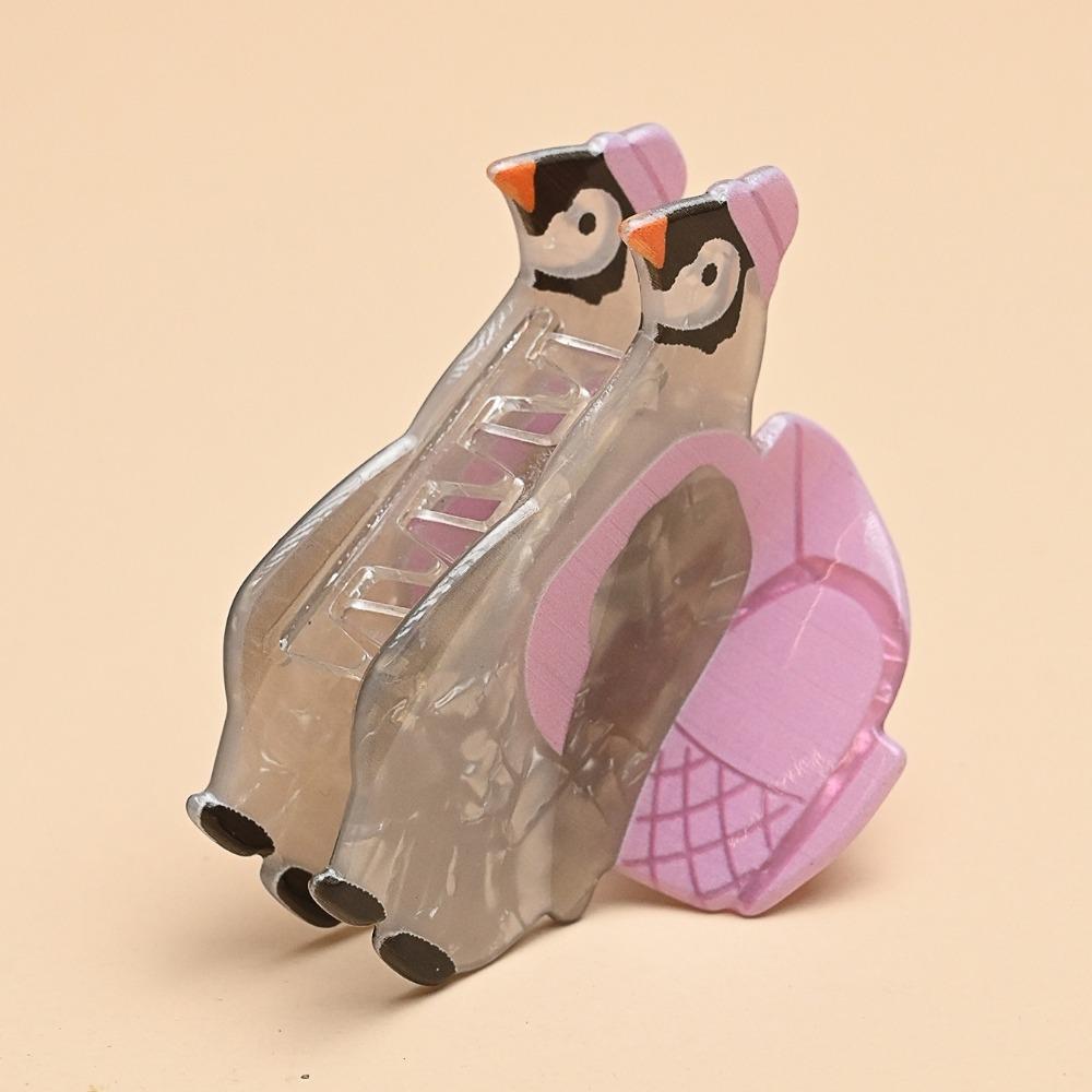 Penguin Cute Rabbit Hair Grab Animals Acrylic Shark Clip Cute Cartoon Hair Claw  Woman Girls