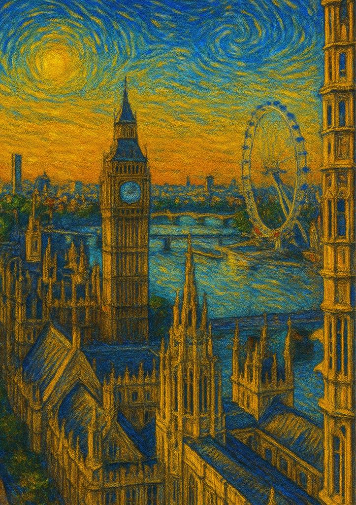 London Poster In The Style Of Van Gogh