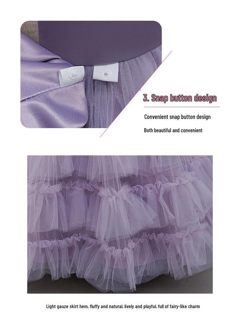 Little Girl's Princess Piano Performance Gown - Elegant High-End Wedding Tulle Cake Skirt Dress