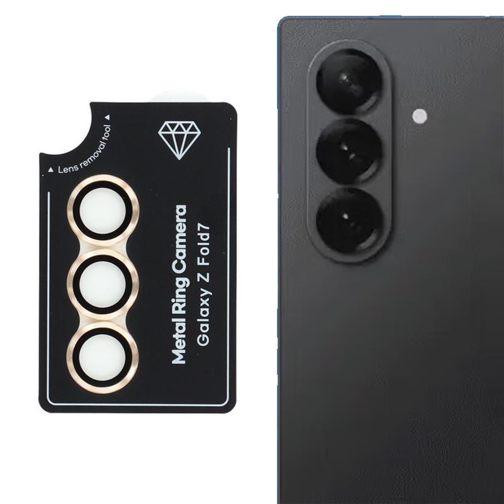 For Samsung Galaxy Z Fold7 5G Camera Lens Protector Set Electroplating Metal+Tempered Glass Individual Lens Film