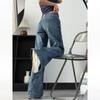 Vintage American Washed Lightning Straight Jeans Women's New Loose Spring Crack Slightly Raised Waist Mopping Pants
