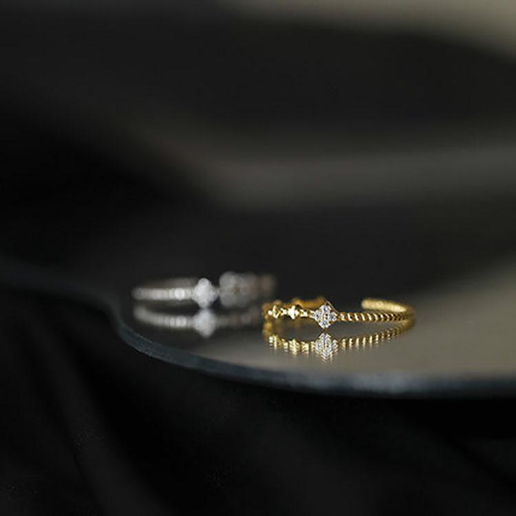 Elegant Women's Gold-Plated Sterling Silver Open Ring - Light Luxury Jewelry Accessory