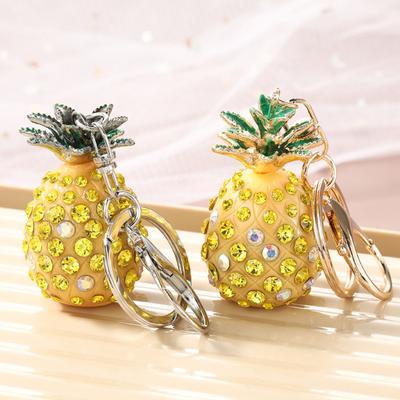 Portachiavi Ciondolo Strass Scintillanti Intarsiati Design Ananas Tridimensionale Portachiavi Leggero Accessorio per Borsa Auto