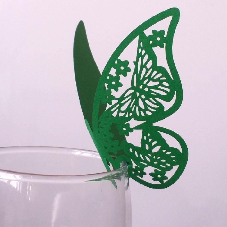 Place Card Butterfly 100pcs Name Wine Glass Cup Glass High Feet Cup Decoration