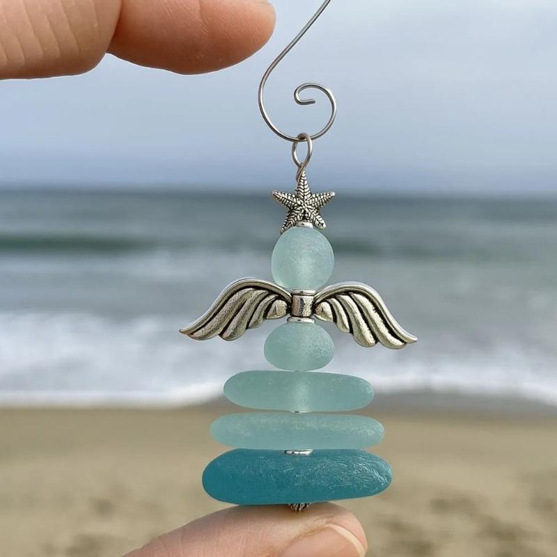 Clear Coastal Glass Christmas Car Ornament For Holiday Travel Home And Auto Interior Decoration Shatterproof Design