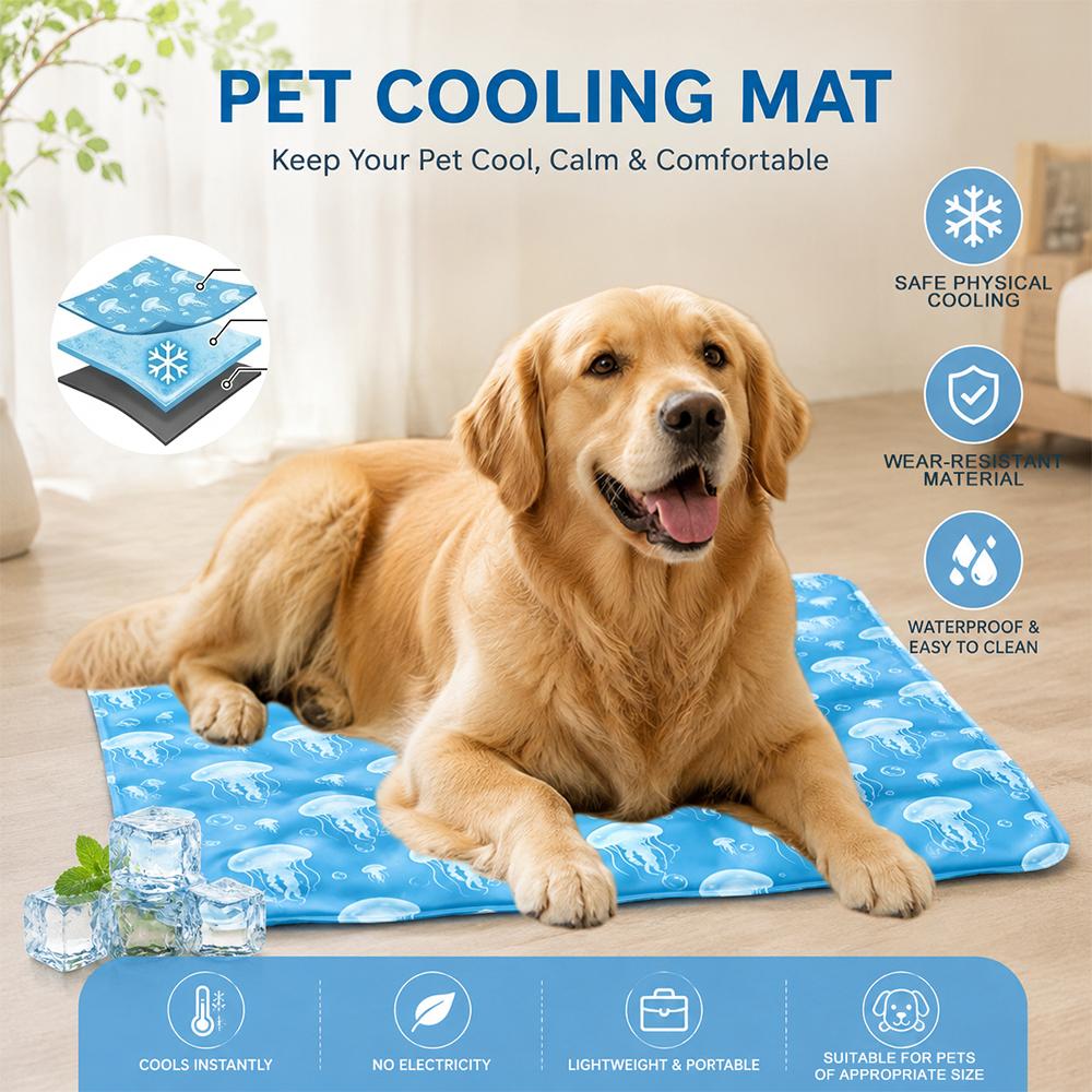 Pet Cooling Mat, Multiple Sizes, Extra Thick Summer Pad for Dogs & Cats, Waterproof Bite-Resistant Non-Permeable Sleeping Mat