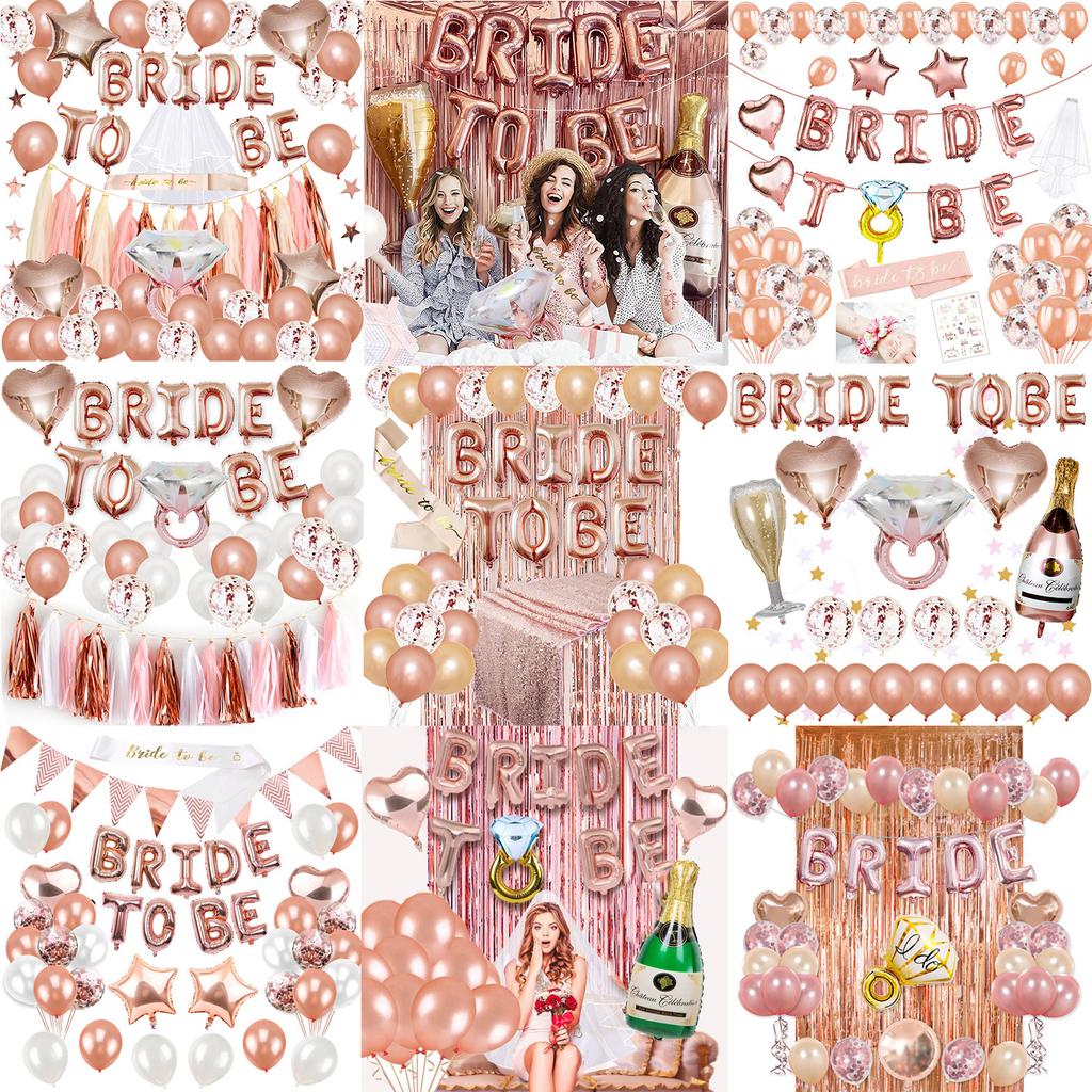 Bride To Be Balloon Set, Bachelorette Party Decor Arrangement Bridal Veil Shoulder Strap Balloon Arrangement