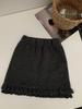 Trendy Polka Dot Knit Black Fungal A-Line Skirt for Women - Winter Petite Hip-Hugging Short Skirt