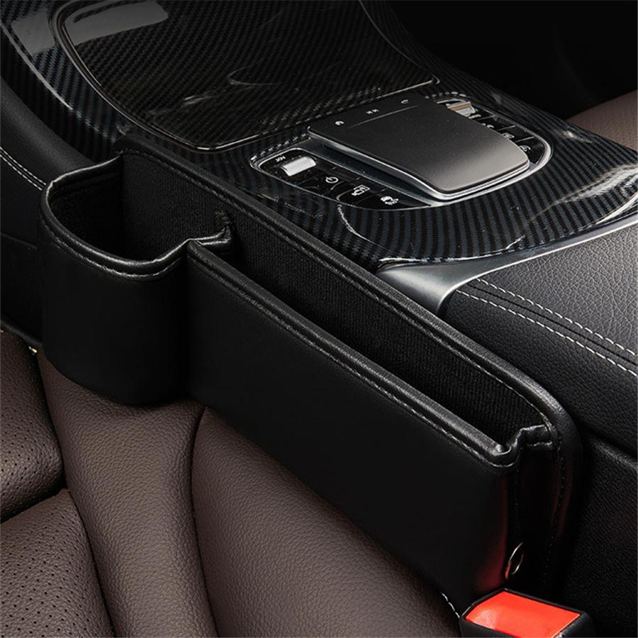 Front Left Seat Gap Storage Box Console Side Seat Filler Organizer w/Cup Holder