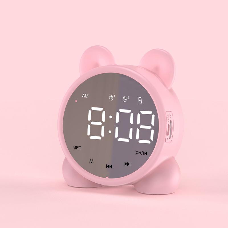 Table Clock Bluetooth Wireless Audio Mini LED Mirror Digital Alarm Clock Temperature Weekend Display Desk Clock