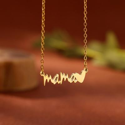 Edelstahl Mama Halsketten für Frauen Geschenk Goldfarbe Ästhetischer Ring Buchstaben Anhänger Choker Halskette Schmuck Accessoires