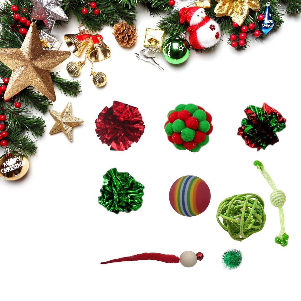 Christmas Cat Balls Toy Accessories Furry Balls Pompoms Rattan Balls Mouse Cat Toy Attachments Balls Mouse