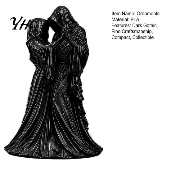 Collectible Gothic Gift Faceless Lovers Figurine, Dark Ghost Couple Sculpture, Mysterious Detailed Craft Desktop Ornament for Shelf Mantel Table Home