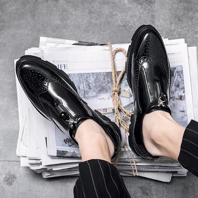 

Мужские кожаные туфли для увеличения роста - Толстая подошва, Формальные и Повседневные Блестящая Мягкая кожа 44