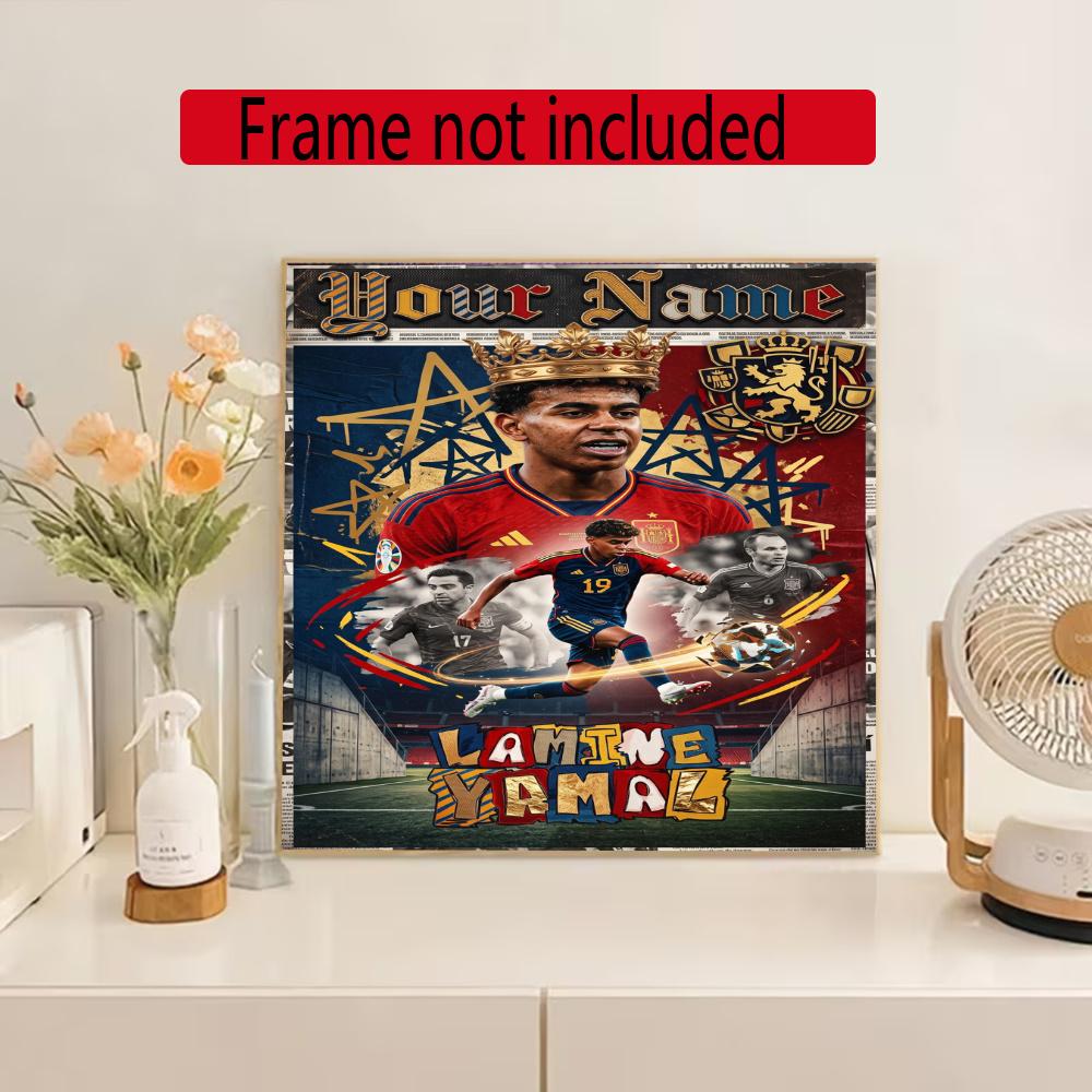 Lamin Yamal Customize Text Diamond Painting Round Diamond Mosaic Suitable For Beginners Diamond Painting Rhinestones Gift Frameless