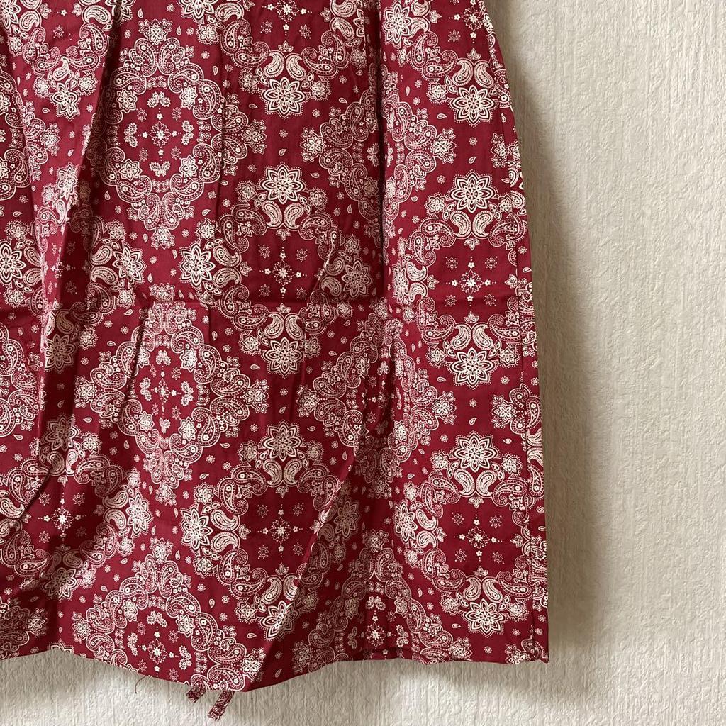 [USED] SCULPTOR Red Floral Bandana Print Short Sleeve Dress, Size Small