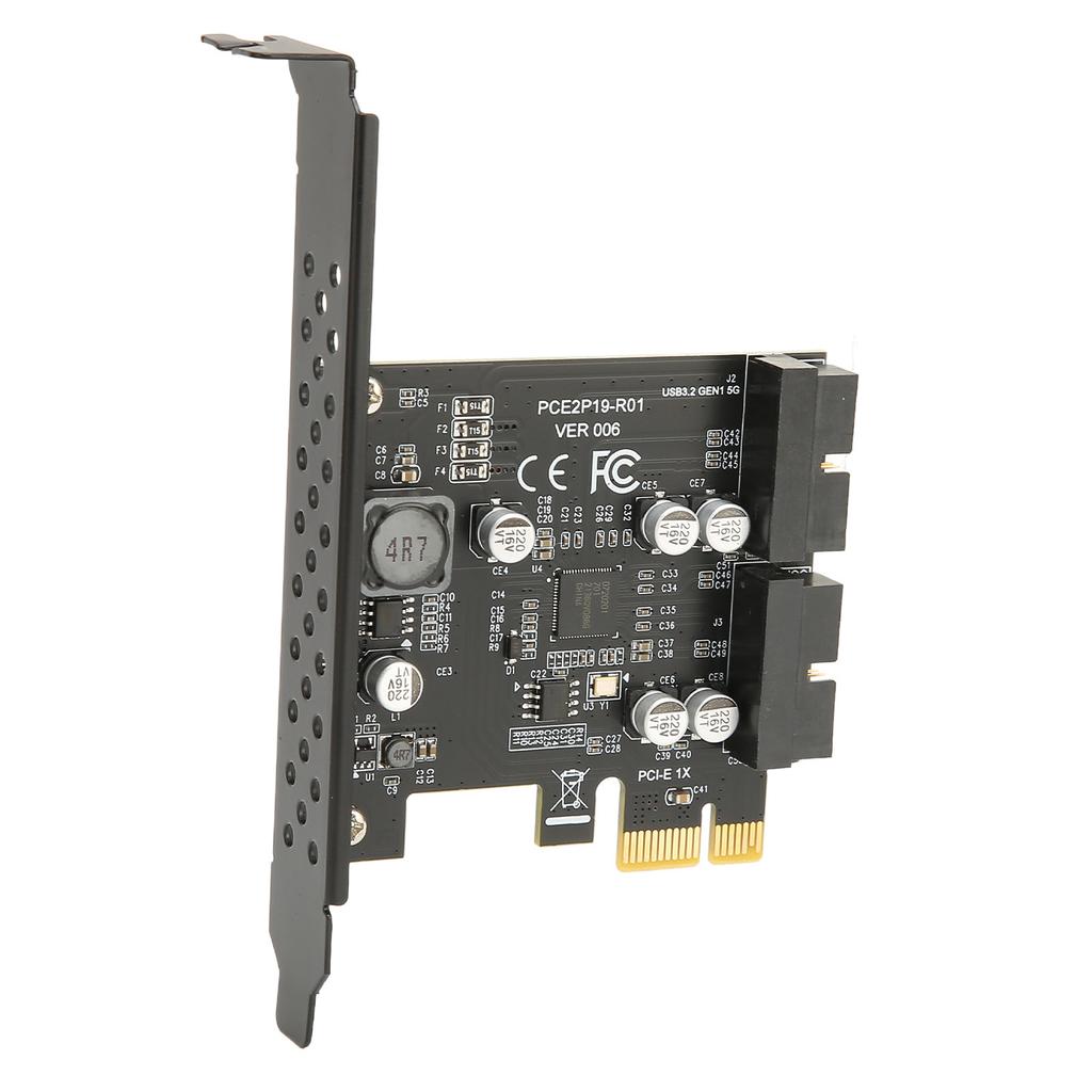 PCIE To USB 3.2 Expansion Card 5Gbps High Speed USB3.2 Front GEN1 Expansion Card Dual Port 19PIN Connector Riser Card