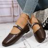 Woman Casual Flats Shoes Round Toe Large Size Loafers Shoes Retro Mary Jane Dress Shoes Ladies Solid Comfortable  Sneakers Women