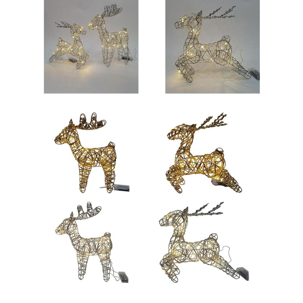 Christmas Luminous Elk Statue Iron Artwork for Bedroom Themed Party Holidays