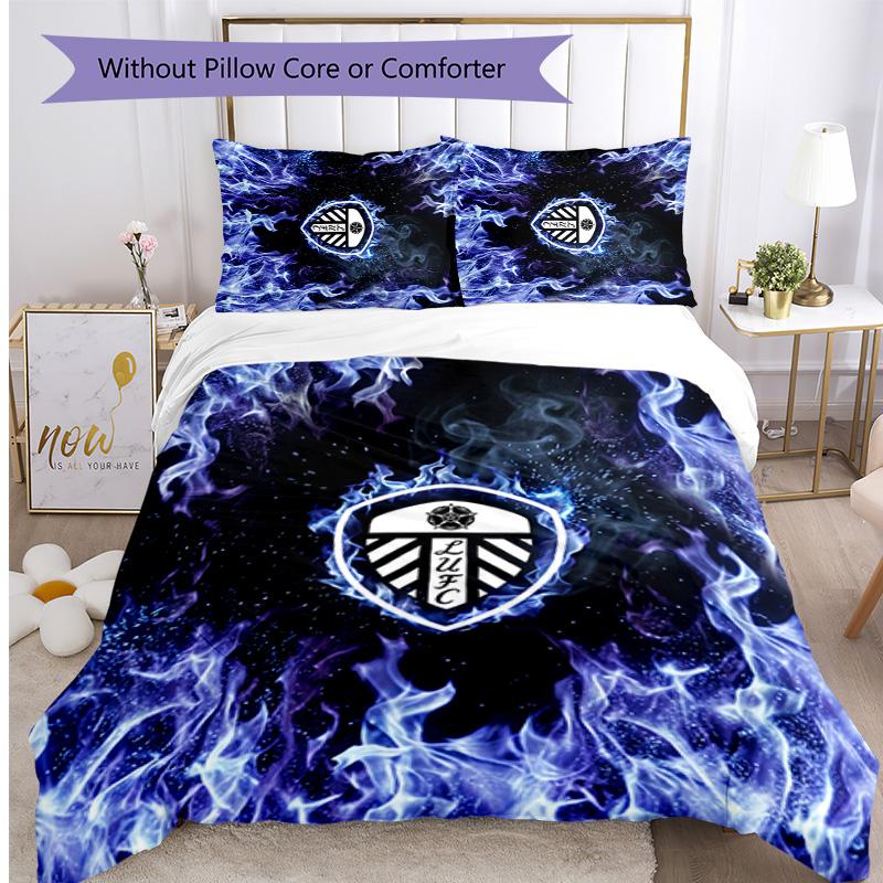 Set Lenzuola Stampa Leeds United Football 3 Pezzi, Comodo Set Copripiumino per Camera da Letto Amico della Pelle