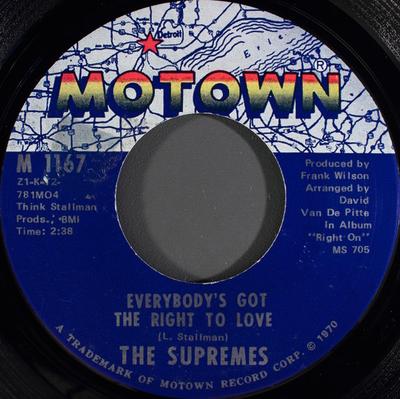 7-Zoll Schallplatte SUPREMES - Everybody's Got The Right To Love / M1167 Motown 1970 US Soul/Funk Gebraucht