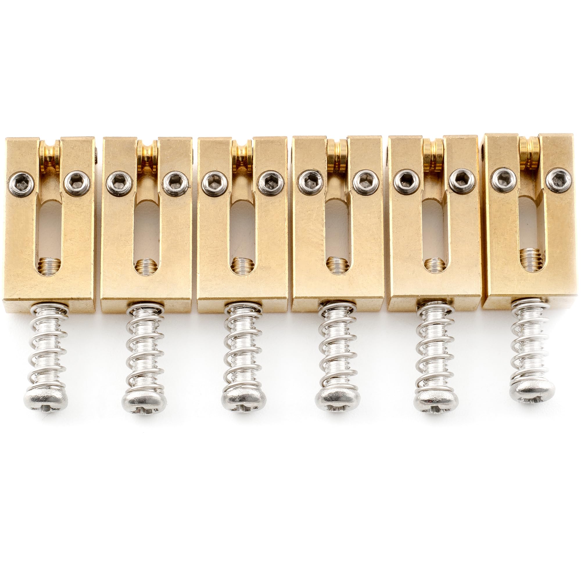 Musiclily Ultra 10.5mm Brass Guitar Roller Bridge Saddles for Strat/Telecaster Style Electric Guitars, Original Color (Set of 6)