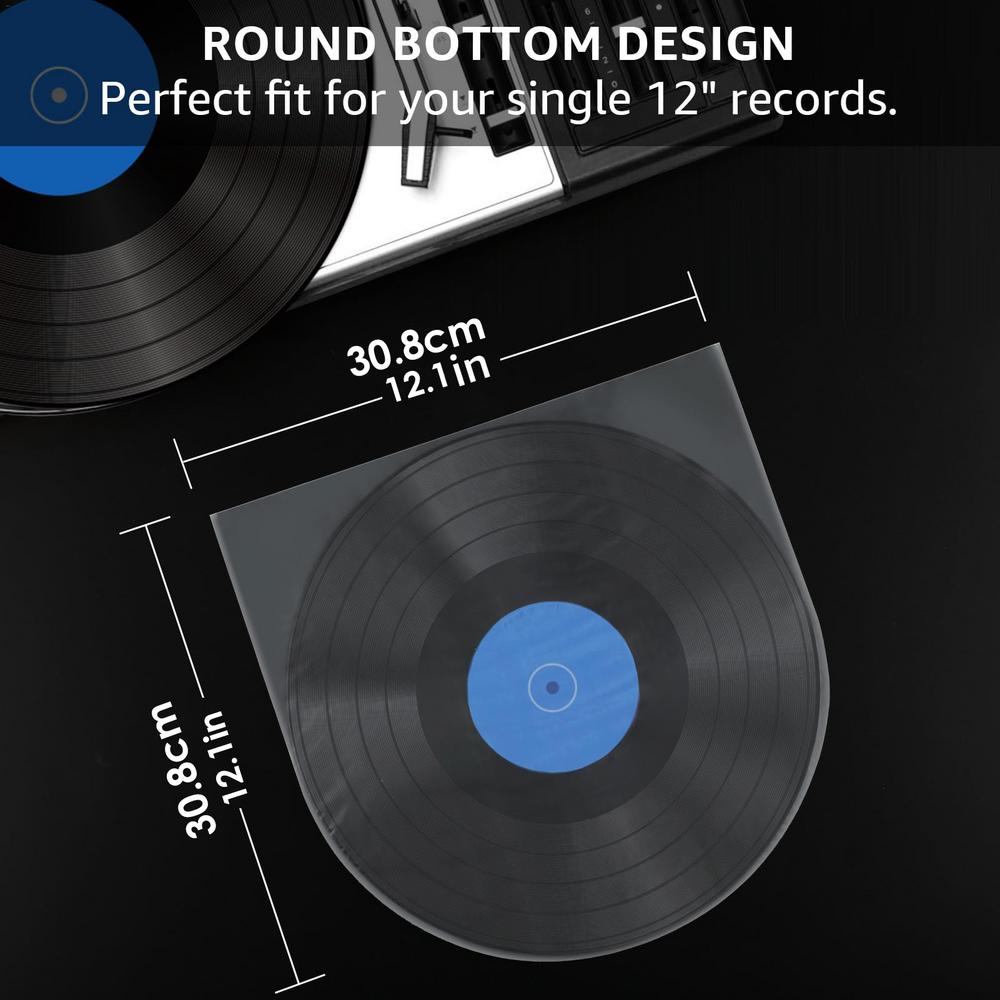 50pcs Vinyl Record Protector LP Record Bags Anti-Static Record Sleeves Outer Inner Translucent Cover Container