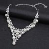 3pcs Fashion Euro-American Floral Zircon Zircon Set Plated Necklace Earrings Vintage-Inspired Bridal Accessories for Women