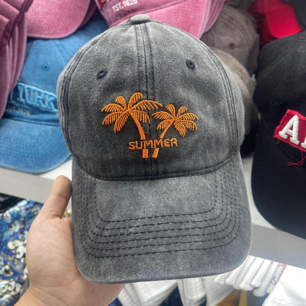 Unisex Washed Cotton Cap Coconut Tree Embroidery Baseball Cap For Men Women Streetwear Dad Hats