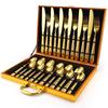 304 Stainless Steel Tableware Set 16/24 Piece Set Hotel Home Retro Relief Knife Fork  Spoon  Gold Gift Box