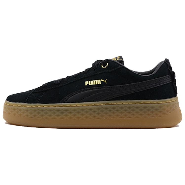 (WMNS) PUMA Suede Platform Elemental Steel Grey Black Gold Women s 366928-01 EU 38.5
