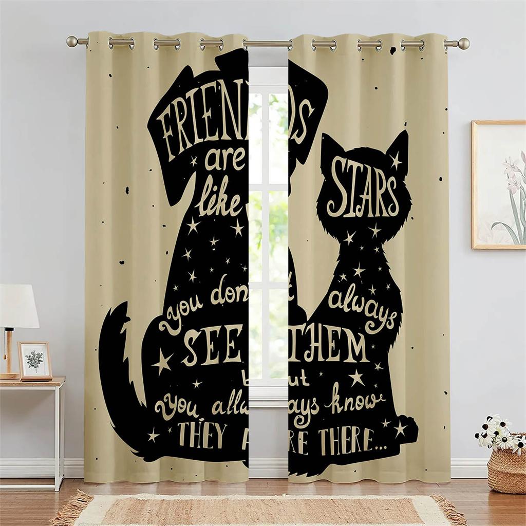 Cartoon Jungle Animals Kids Curtains Safari Zoo Print Window Drapes 2 Panels Nursery Bedroom Child Room Home Decor