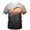 Parachute Paraglider Pattern T-Shirt For Men Sky Scape 3D Printed Short Sleeves Summer Fashion Street Tees Round Neck T Shirts