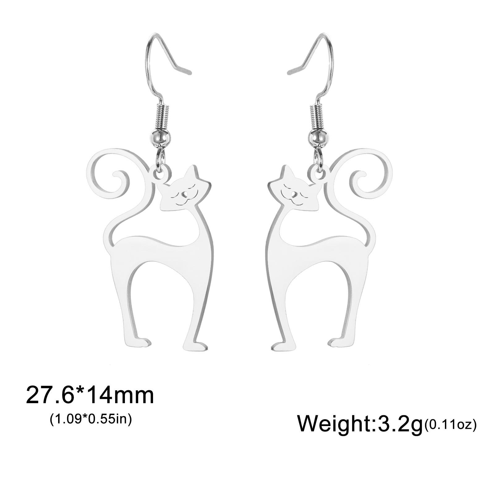 

Teamer Cute Funny Cat Kitten Dangle Earrings Stainless Steel Small Animal Earrings for Women Girls Daily School Jewelry Gift