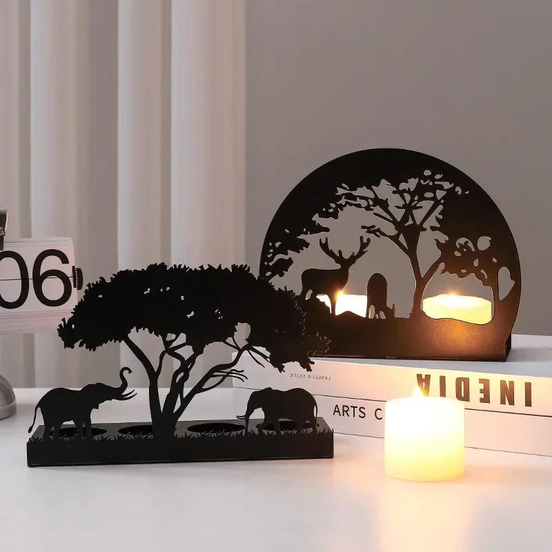 Łoś Słoń Żyrafa Świecznik Naczynie na świeczkę Zwierzę Świecznik Sztuka nordycka Biżuteria Dekoracja domu Metalowe ozdoby na świecznik