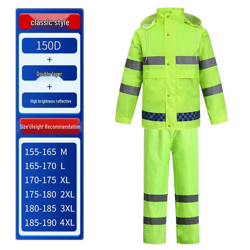 Men's Full-Body Reflective Raincoat and Pants Set - Anti-Storm Riding Gear for Labor Protection