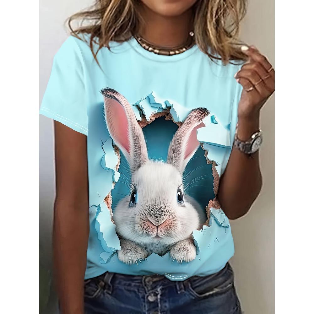 Women Cat Print Design Harajuku Casual Short Sleeved Top Fashionable Trend