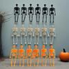 6Pcs Halloween Skeleton With Rope Pendants Plastic Skull Kids Toy Halloween Party Decoration For Home Garden Haunted House Props