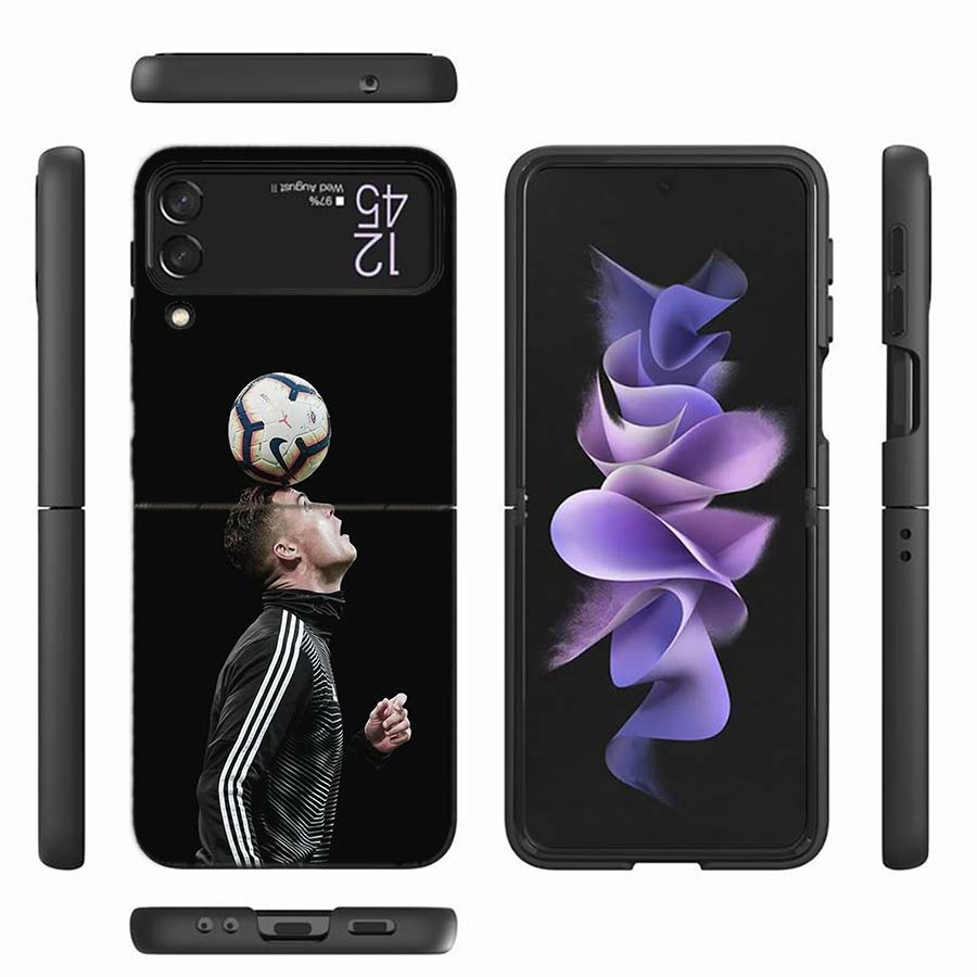 Football Soccer Ball Design Phone Case For Samsung Z Flip 6 7 5G Z Flip 5 Galaxy Z Flip 3 4 5G ZFlip Shockproof Hard Cover TPU P