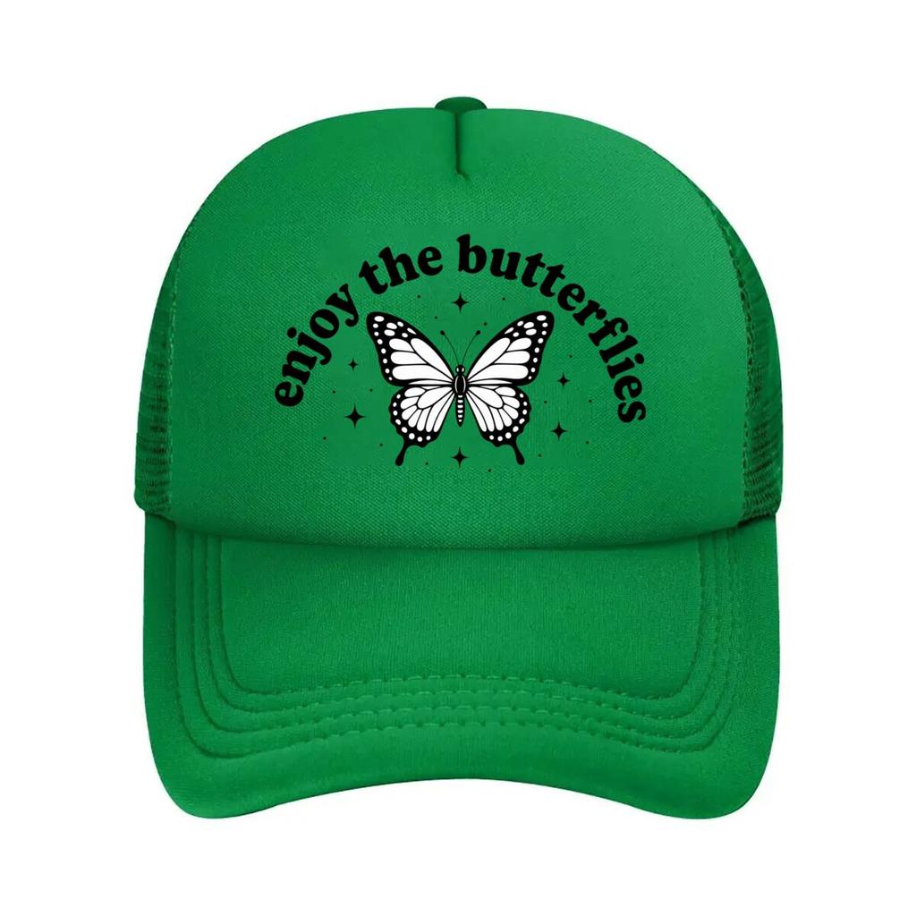 Enjoy The Butterflies Text Graphic Mesh Baseball Cap For Womens Unisex FeUnisex Beach Dad Hat Hip Hop