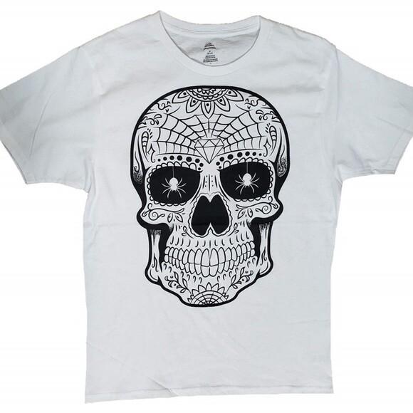 Halloween Men XL Sugar Skull White Graphic T-Shirt NEW S разноцветный